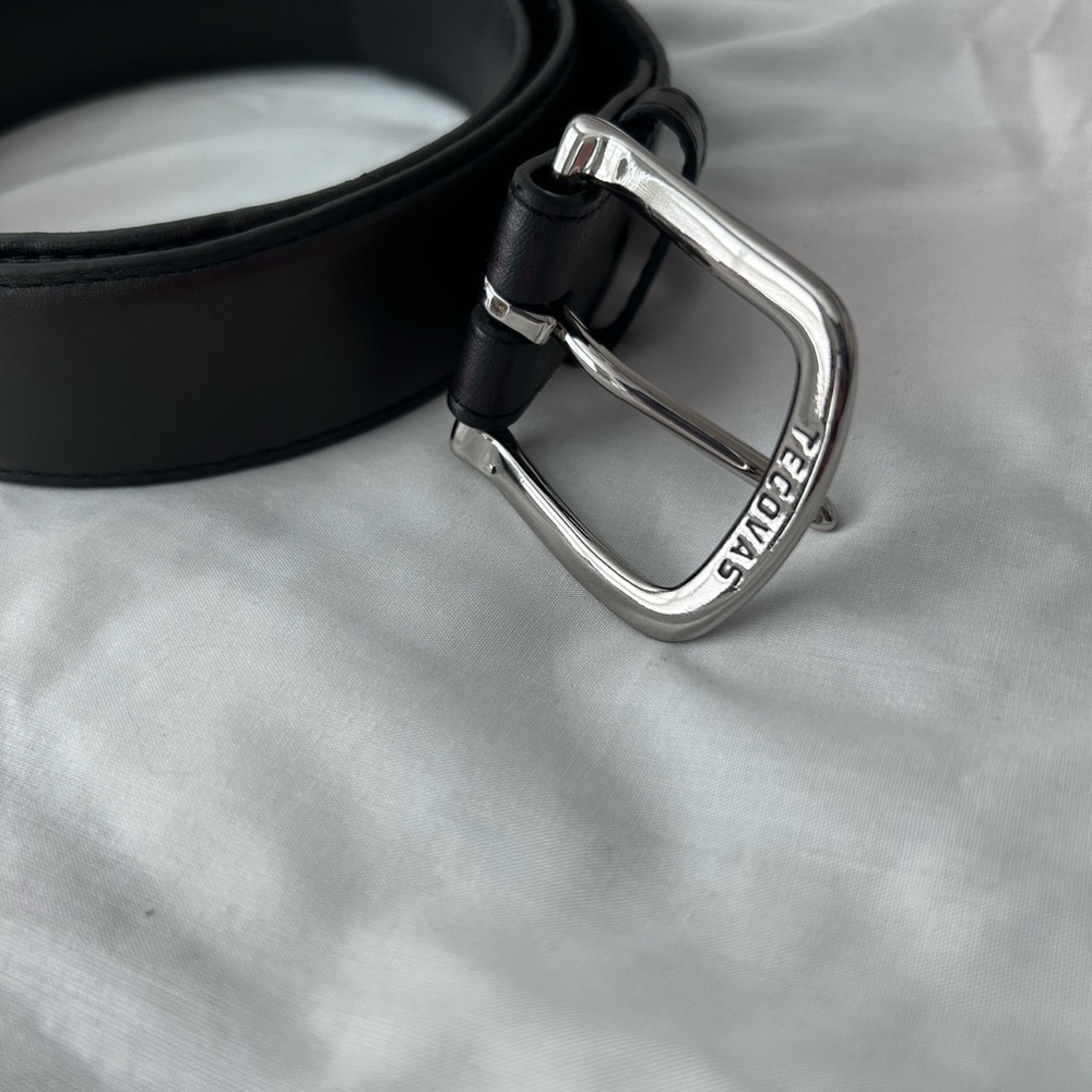 Tecovas Men's Dark Brown Leather Belt with Silver Buckle -